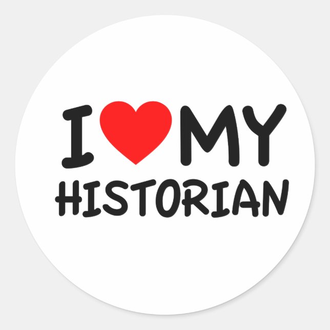 Sticker Rond J'aime mon historien (Devant)