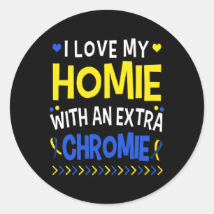 Sticker Rond J'Aime Mon Homie Avec Une Chromie Supplémentaire P
