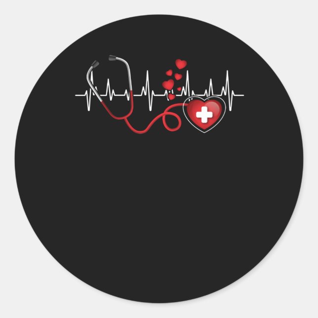 Sticker Rond J'aime mon infirmière, Heureuse Sainte-Valentin (Devant)