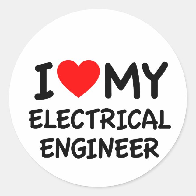 Sticker Rond J'aime mon ingénieur électrique (Devant)