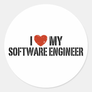 Sticker Rond J'aime mon ingénieur logiciel