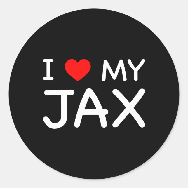 Sticker Rond J'Aime Mon Jax Prénom Rouge Il (Devant)