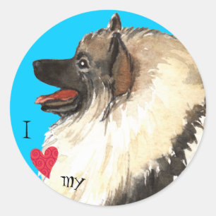 Sticker Rond J'aime mon Keeshond