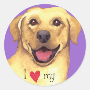 Sticker Rond J'aime mon laboratoire jaune