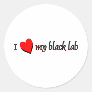 Sticker Rond J'aime mon Labrador noir