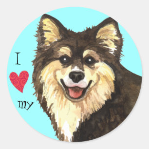 Sticker Rond J'aime mon Lapphund finlandais