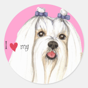 Sticker Rond J'aime mon maltais