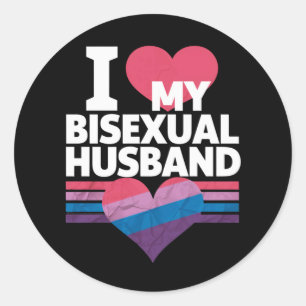 Sticker Rond J'aime mon mari bisexuel Fierté Bi Drapeau Bisexue