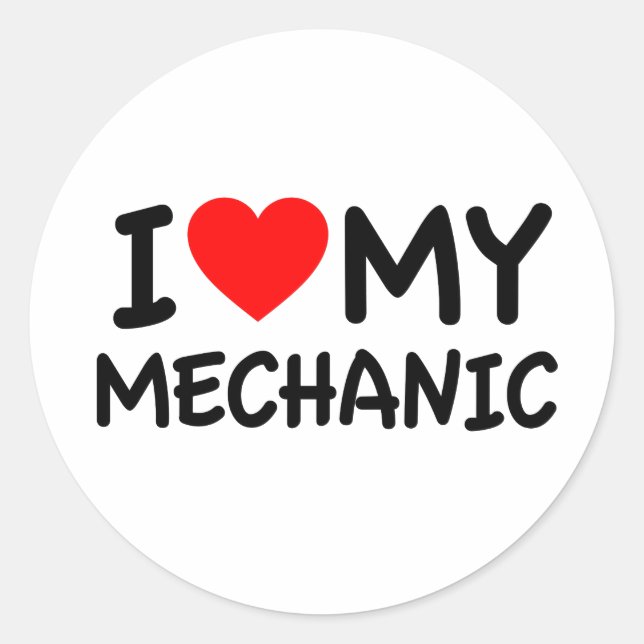Sticker Rond J'aime mon mécanicien (Devant)