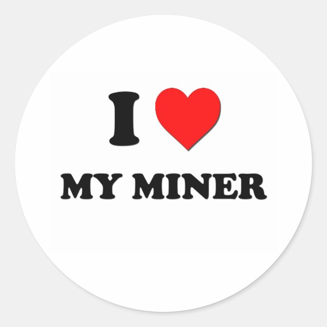 Sticker Rond J'aime Mon Miner (Devant)