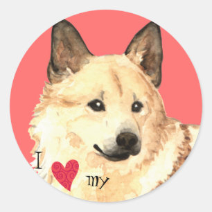 Sticker Rond J'aime mon norvégien Buhund