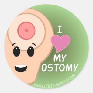 Sticker Rond J'aime mon Ostomy