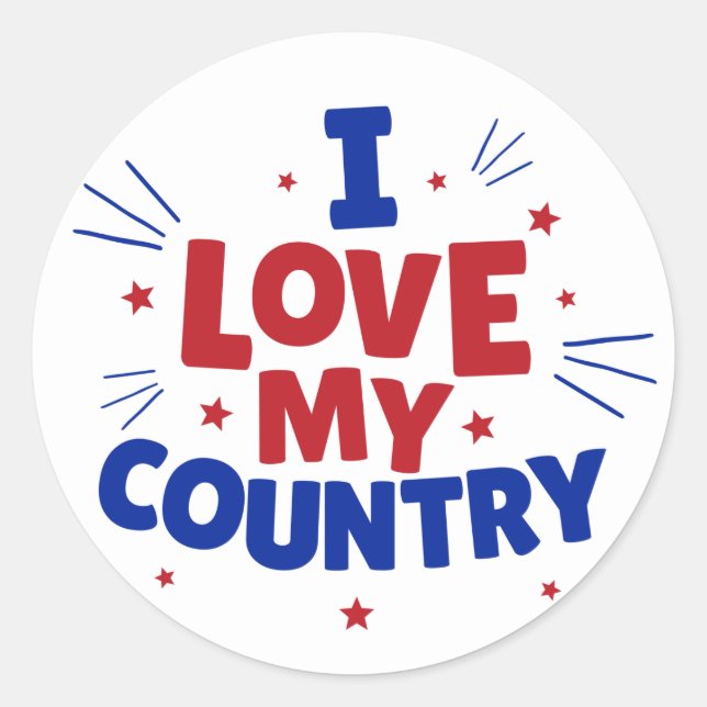 Sticker Rond J'aime mon pays patriotique (Devant)