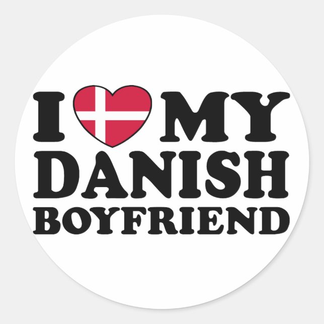 Sticker Rond J'aime mon petit ami danois (Devant)