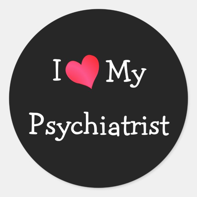 Sticker Rond J'Aime Mon Psychiatre (Devant)