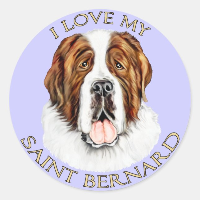 Sticker Rond J'aime mon Saint Bernard (Devant)