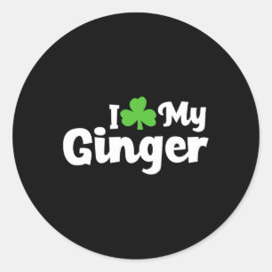 Sticker Rond J'aime mon Shamrock rousse de gingembre Jour de la