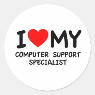 Sticker Rond J'aime mon spécialiste du support informatique