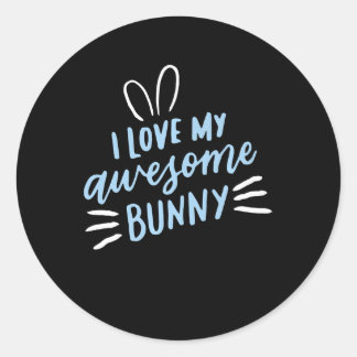 Sticker Rond J'Aime Mon Superbe Lapin | Lapin Lover