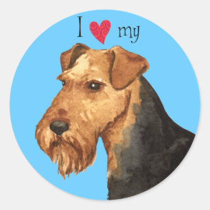 Sticker Rond J'aime mon Terrier gallois