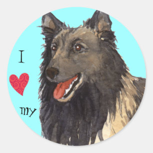 Sticker Rond J'aime mon Tervuren belge