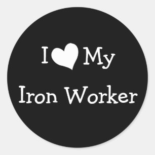 Sticker Rond J'Aime Mon Travailleur En Fer