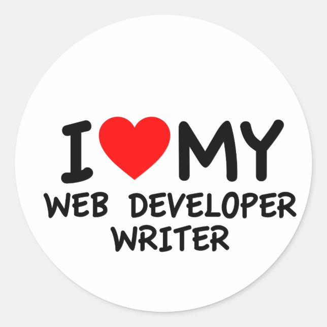 Sticker Rond J'aime mon Web Developer Writer (Devant)