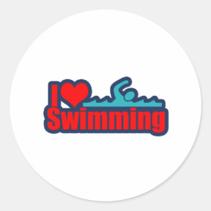 Sticker Rond J'Aime Nager