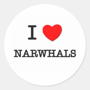 Sticker Rond J'aime NARWHALS