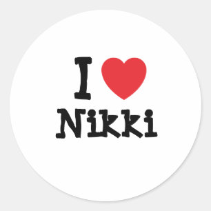 Sticker Rond J'aime Nikki coeur T-Shirt