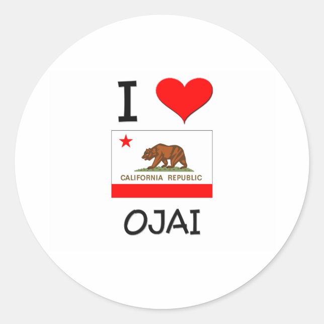 Sticker Rond J'aime OJAI Californie (Devant)