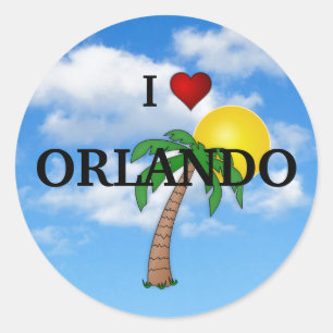 STICKER ROND J'AIME ORLANDO - PALMIER ET SOLEIL