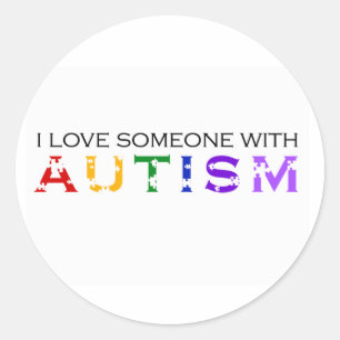 Sticker Rond J'Aime Quelqu'Un Avec L'Autisme