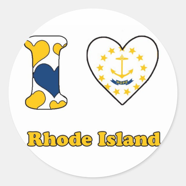 Sticker Rond J'aime Rhode Island (Devant)