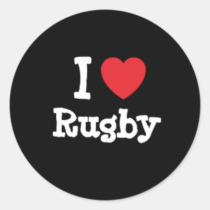 Sticker Rond J'aime Rugby coeur personnalisé