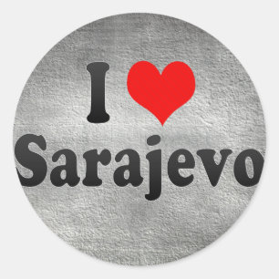 Sticker Rond J'aime Sarajevo, Bosnie-Herzégovine