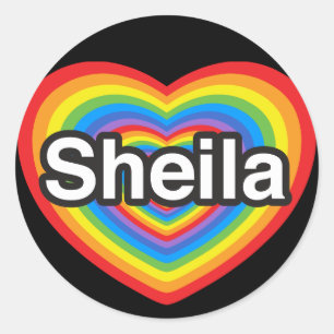 Sticker Rond J'aime Sheila. Je t'aime Sheila. Cœur