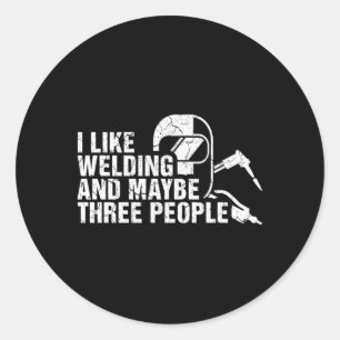 Sticker Rond J'Aime Souder Et Peut-Être Trois Personnes Souder