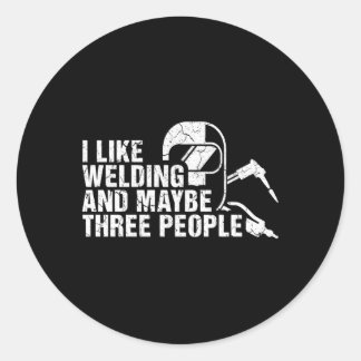 Sticker Rond J'Aime Souder Et Peut-Être Trois Personnes Souder