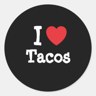 Sticker Rond J'aime Tacos coeur T-shirt