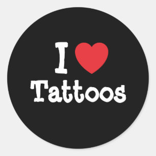 Sticker Rond J'aime Tattoos coeur personnalisé