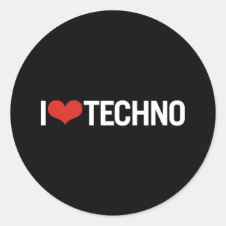 Sticker Rond J'aime Techno