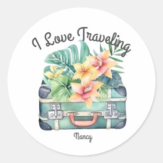Sticker Rond J'aime voyager