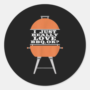 Sticker Rond J'Aime Vraiment Le Barbecue Barbecue Grill Meat Ma