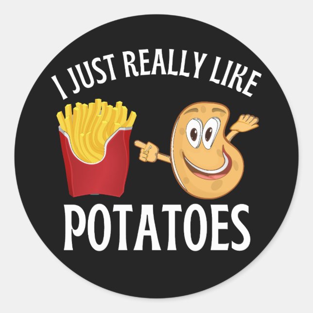 Sticker Rond J'aime vraiment les pommes de terre (Devant)