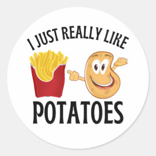 Sticker Rond J'aime vraiment les pommes de terre
