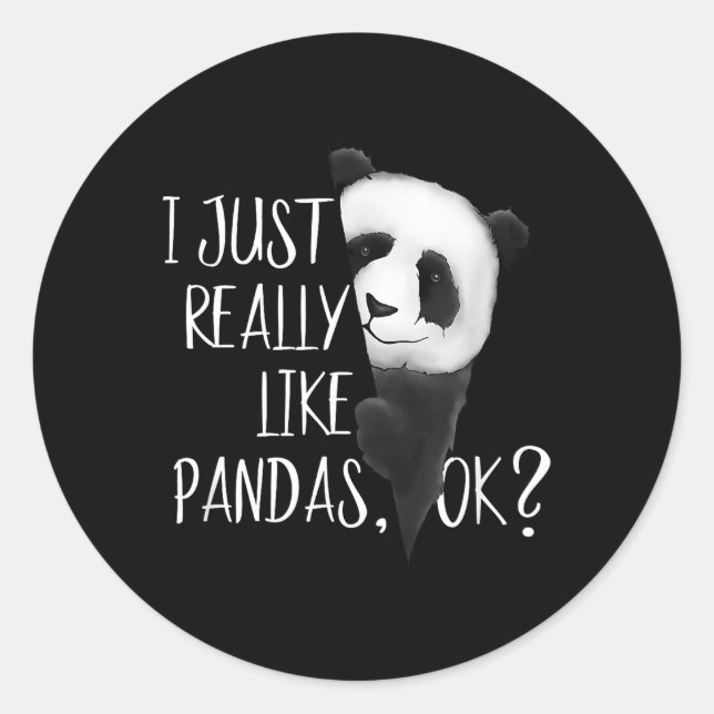 Sticker Rond J'Aime Vraiment Pandas Ok Aquarelle Panda (Devant)