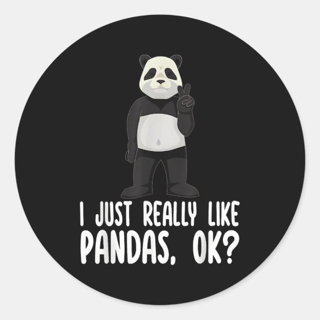 Sticker Rond J'Aime Vraiment Pandas Ok Panda (Devant)