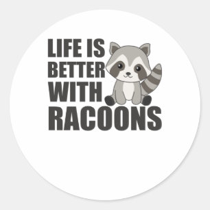 Sticker Rond J'Aime Vraiment Racoons Cute Raccoon