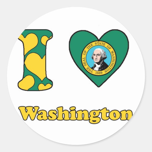 Sticker Rond J'aime Washington (Devant)